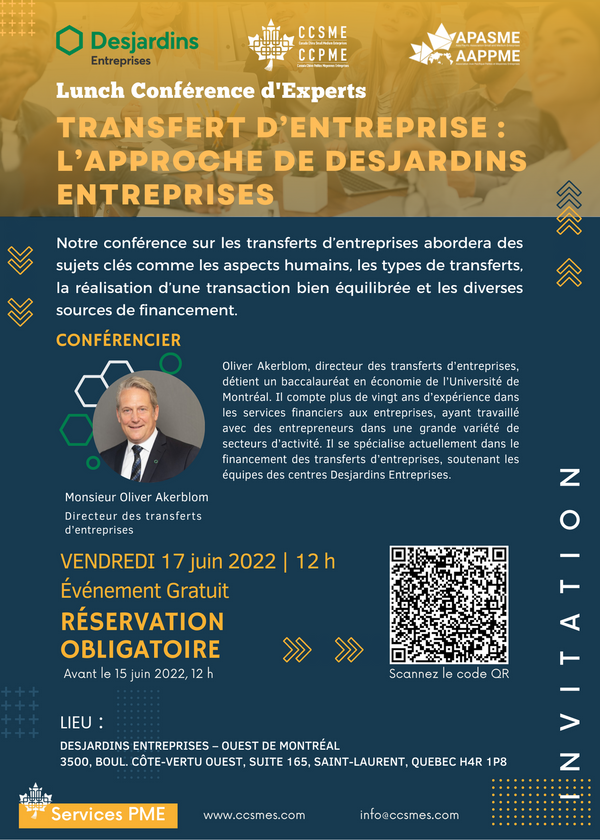 【Lunch Conférence d'Experts 】Desjardins Business Approach to Business Transfers